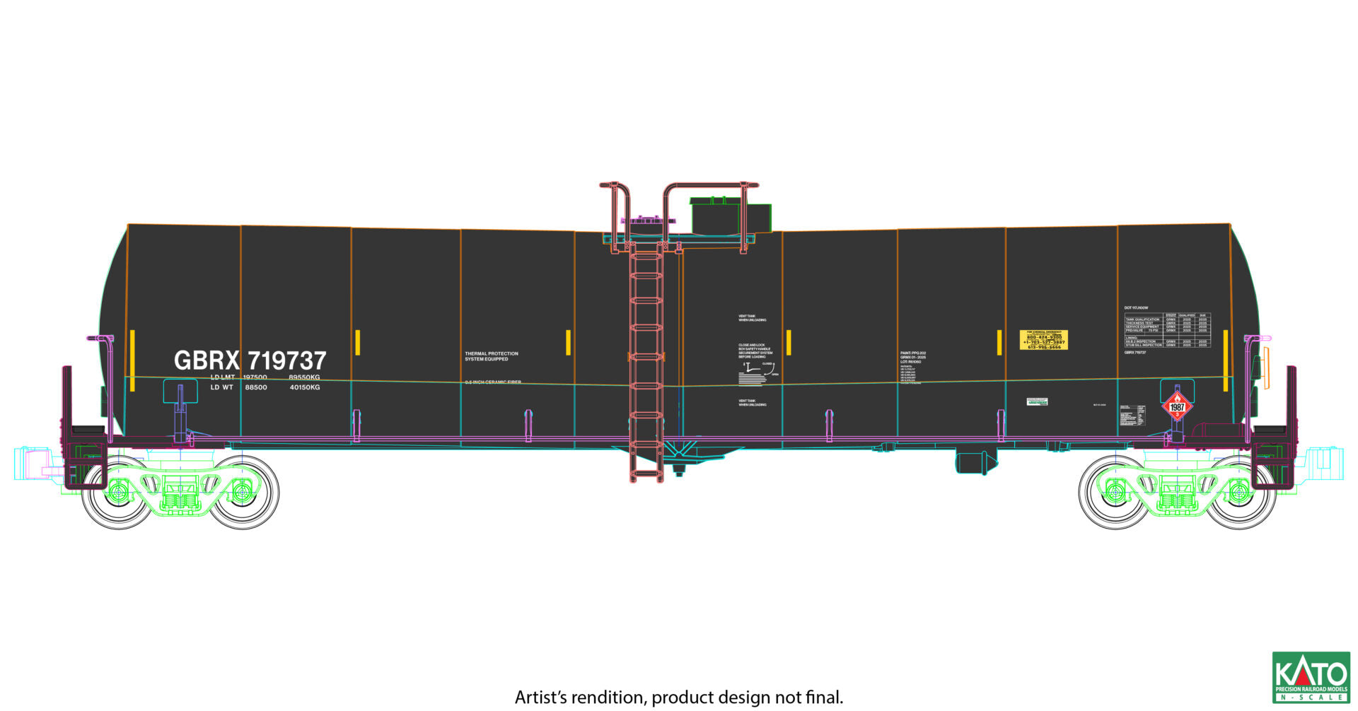 Kato N Scale Greenbrier 30,500 Gallon DOT-117 Tank Car 8-Car Set A GBRX - KAT1064801 | Fusion Scale Hobbies
